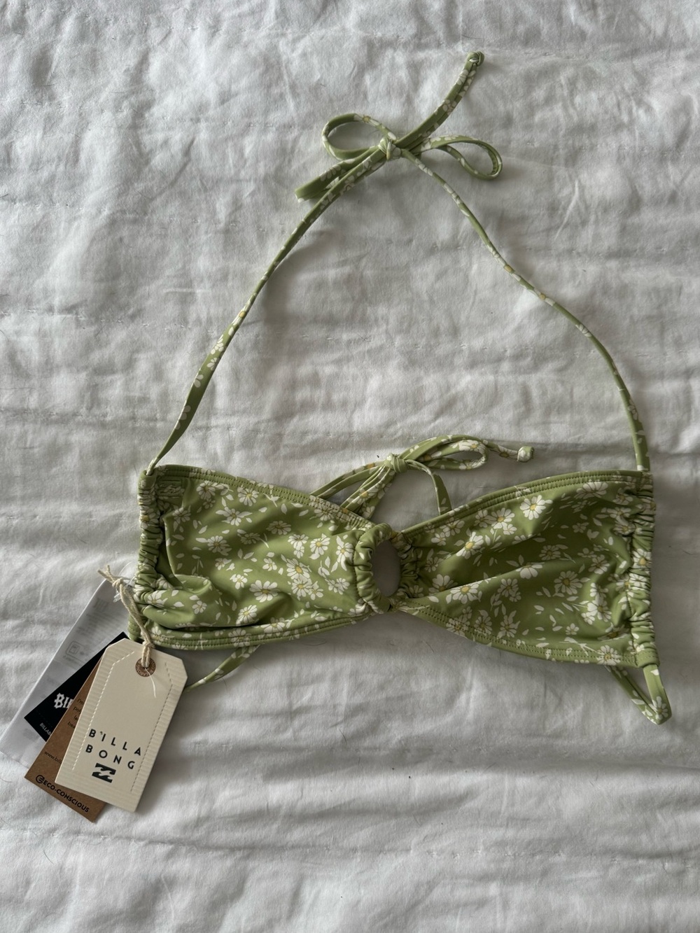 Billabong Green Floral Bandeau Bikini Top